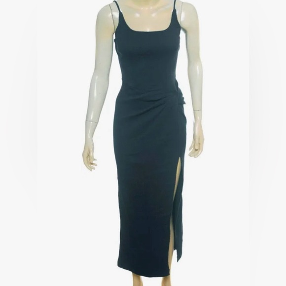 Free People Black Maxi Slip Dress with Side Slit - Picture 6 of 10